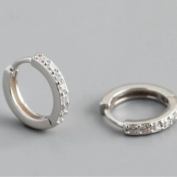 5 pair Elegant Silver and Crystal Hoop Earrings - Picture 4 of 4